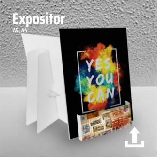 Expositor de balcão com bolsa