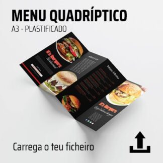 Menu quadríptico plastificado