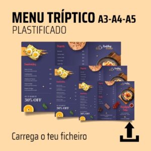 Menu tríptico plastificado