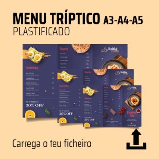 Menu tríptico plastificado